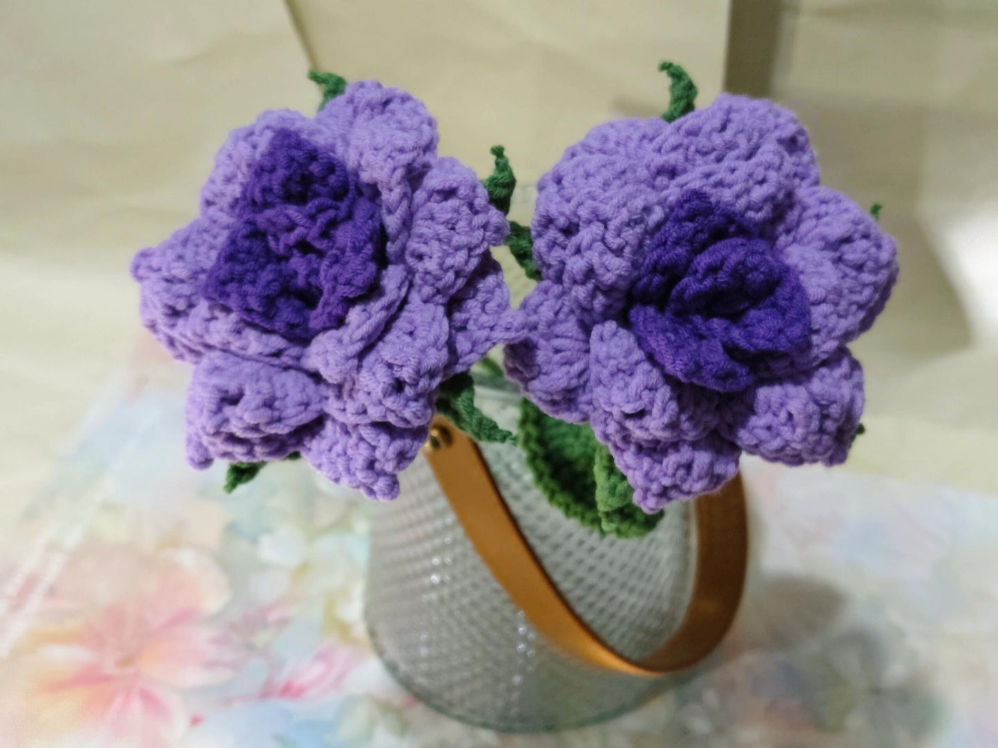 Sharp Petal Regular Rose Crochet Flower Stem CF-002