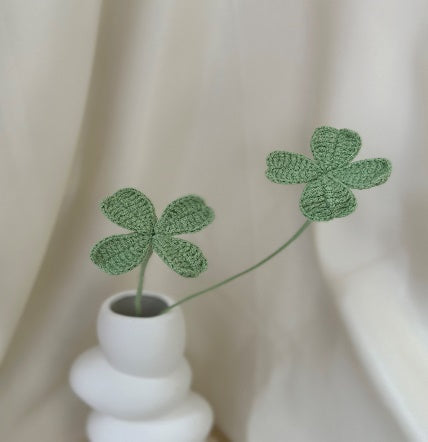 Four Leaf Clover Crochet Flower Stem