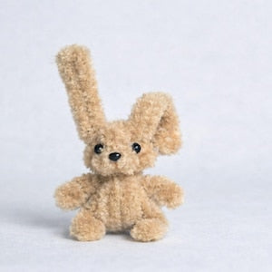 Pipe Cleaner Plush Bunny Trio Handmade Kawaii Mini Stuffed Toy Gift