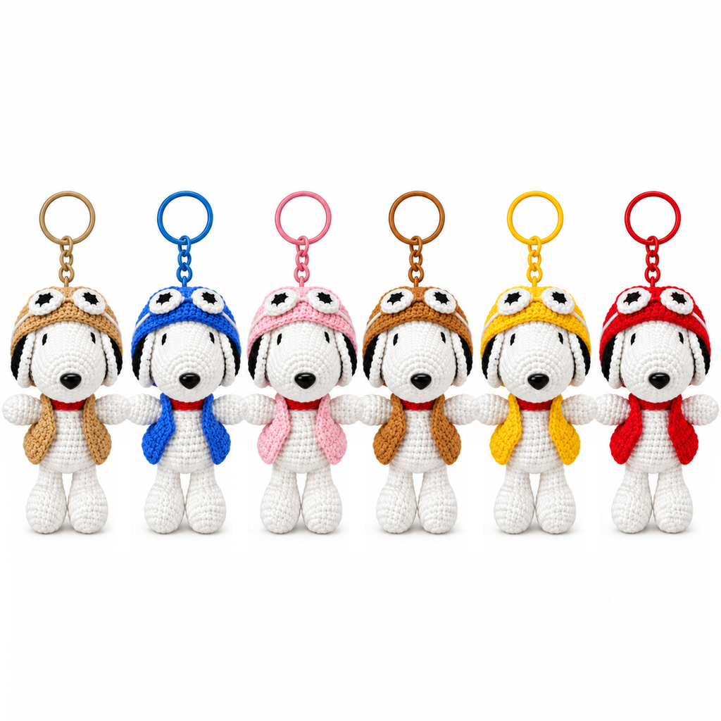 Snoopy Crochet Character Keychain