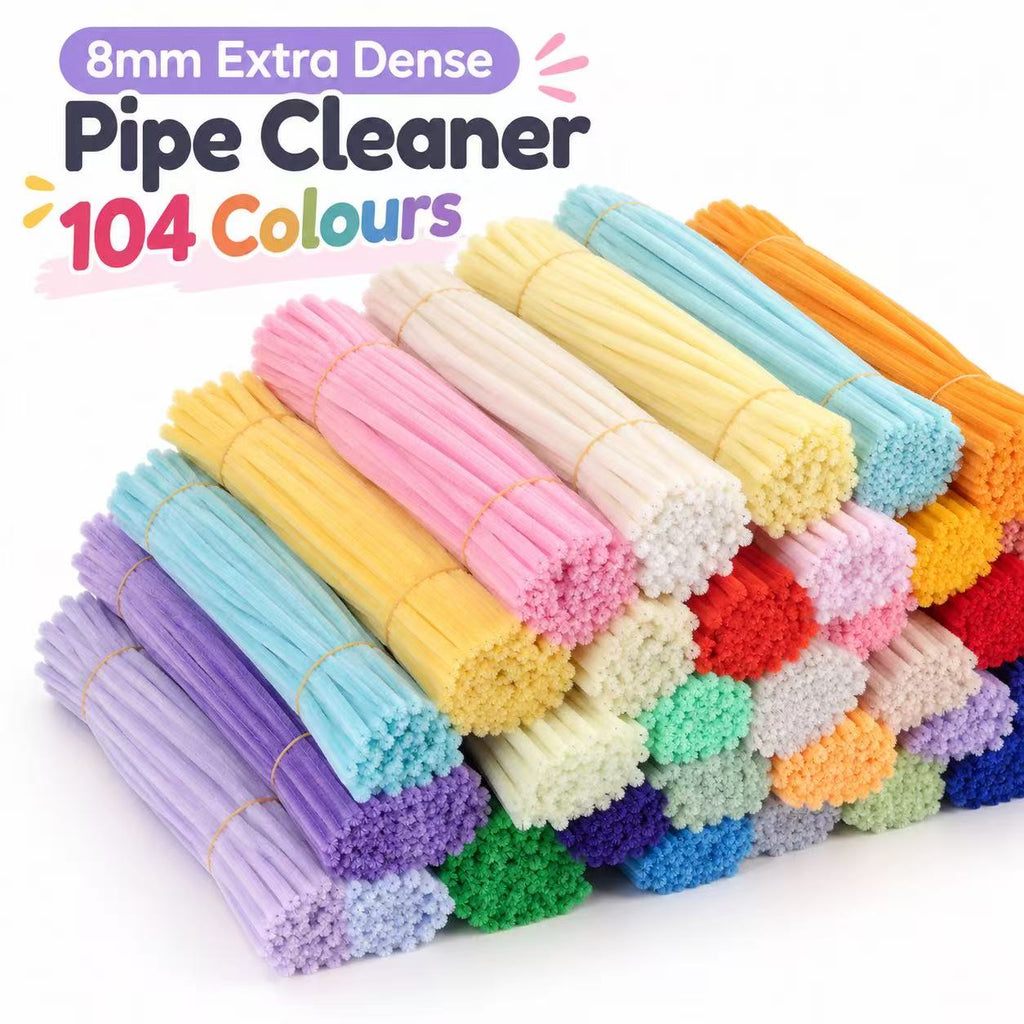 100pcs 8mm×30cm Super Dense Pipe Cleaners for DIY Crafts