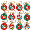 Crochet Christmas Wreath Keychains – Assorted Set of 12