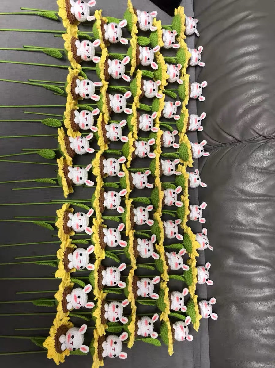 Sunflower Bunny Crochet Flower Stem