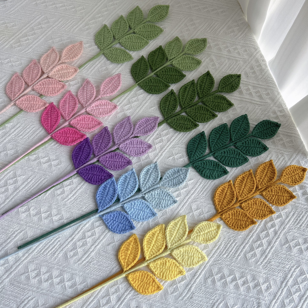 Large Four Seasons Leaf Crochet Flower Stem CL-010