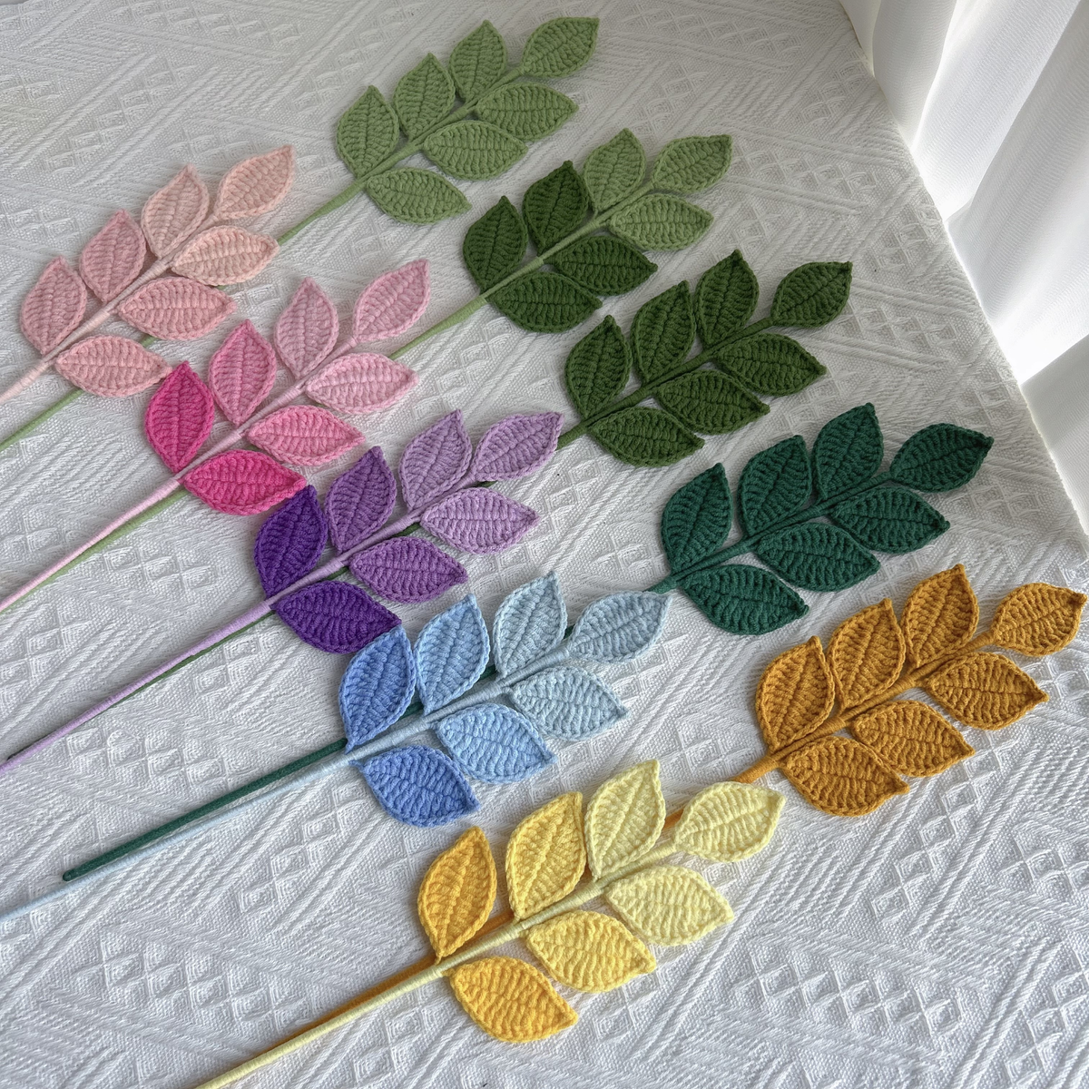 Large Four Seasons Leaf Crochet Flower Stem CL-010