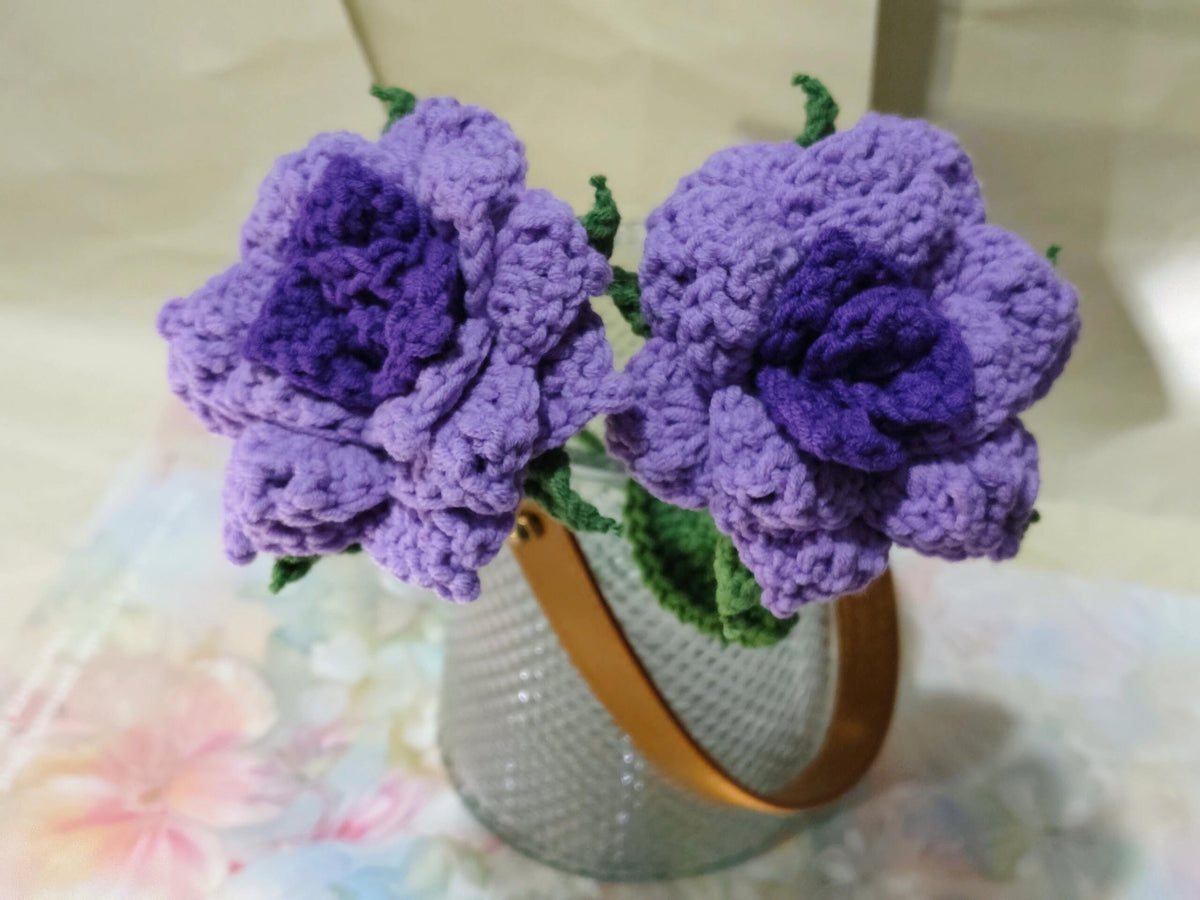 Sharp Petal Regular Rose Crochet Flower Stem CF-002