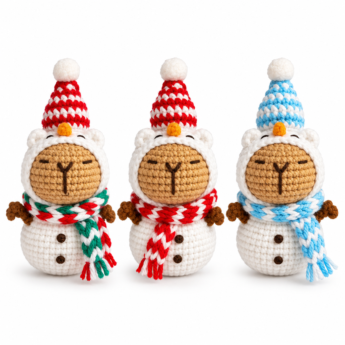 Crochet Snowman Capybara Keychain