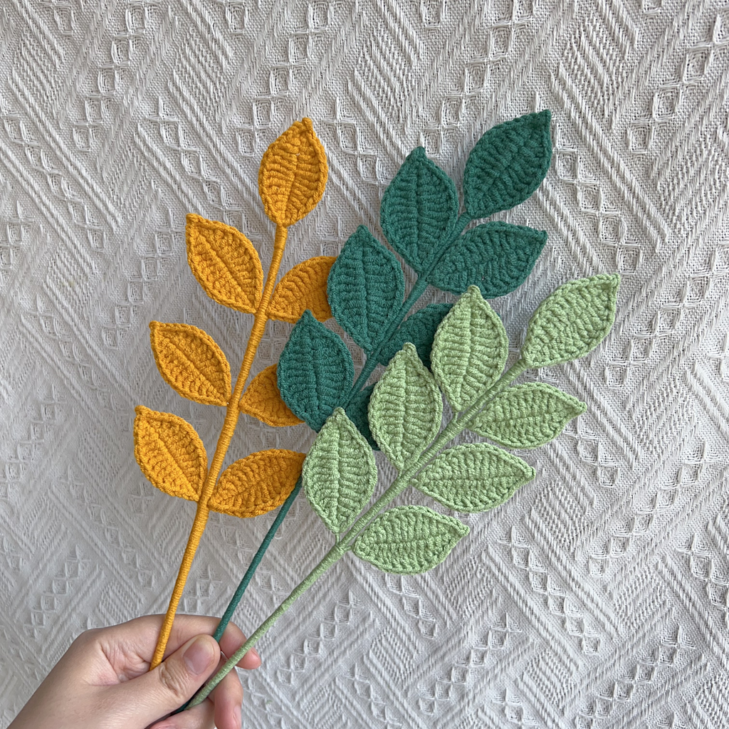 Large Four Seasons Leaf Crochet Flower Stem CL-010