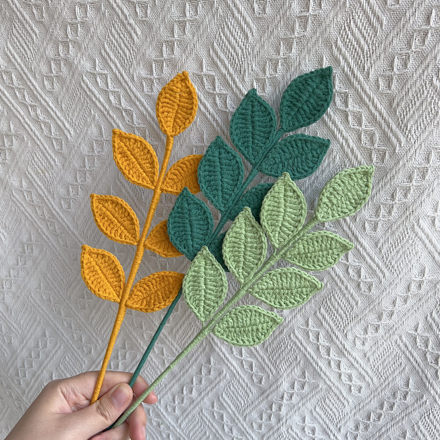 Large Four Seasons Leaf Crochet Flower Stem CL-010