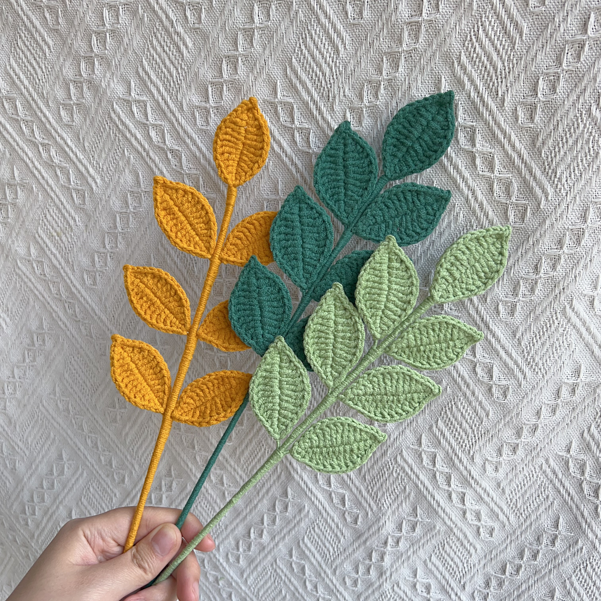 Large Four Seasons Leaf Crochet Flower Stem CL-010