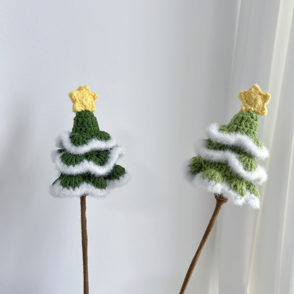 Cotton Candy Christmas Tree Crochet Flower Stem