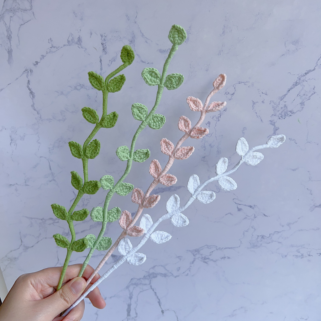 Twisted Leaf Crochet Flower Stem CL-018