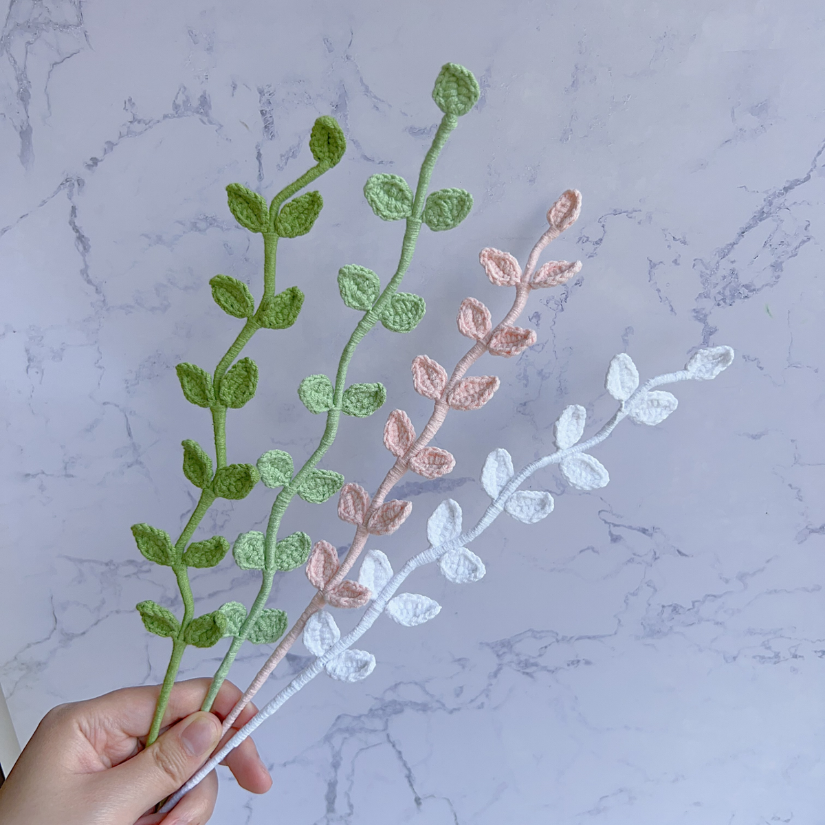 Twisted Leaf Crochet Flower Stem CL-018