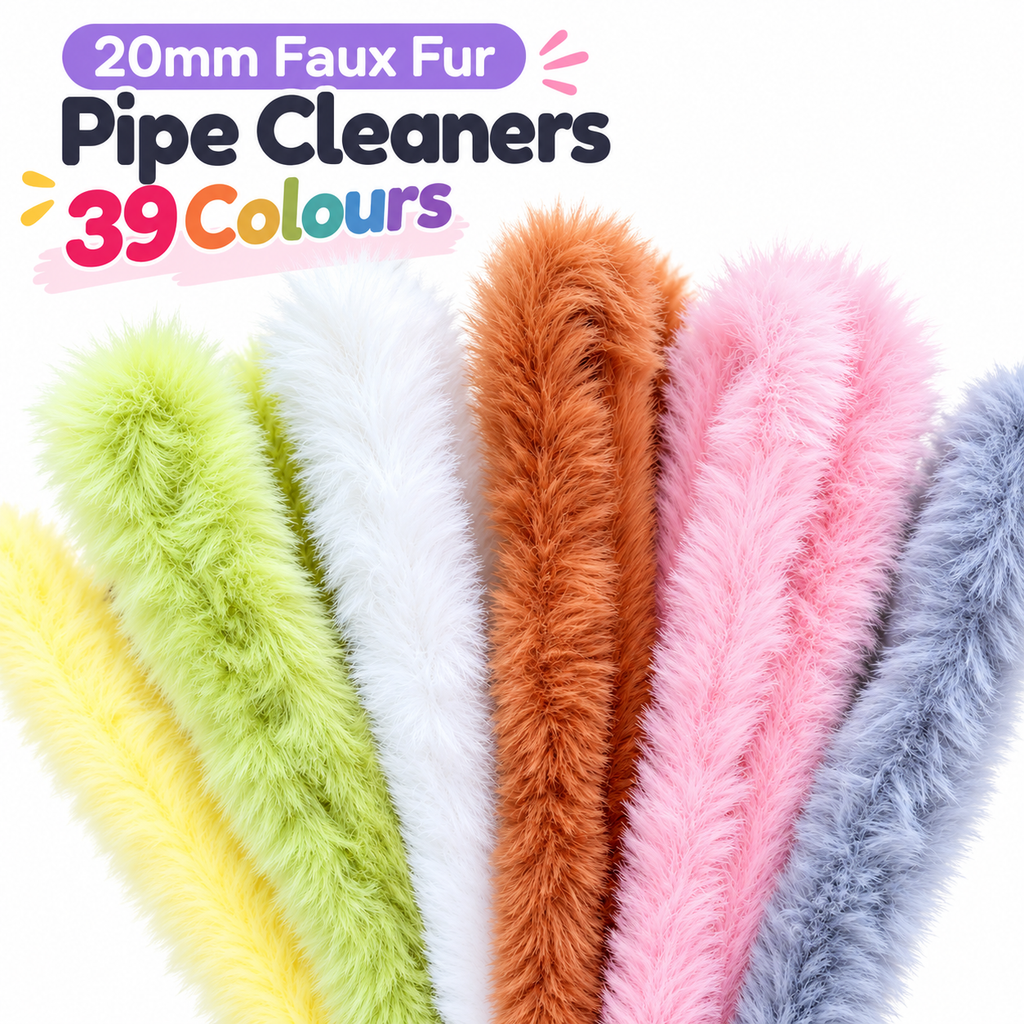 20mm×100cm Faux Fur Pipe Cleaners Soft Fluffy Craft Supplies 39 Colors