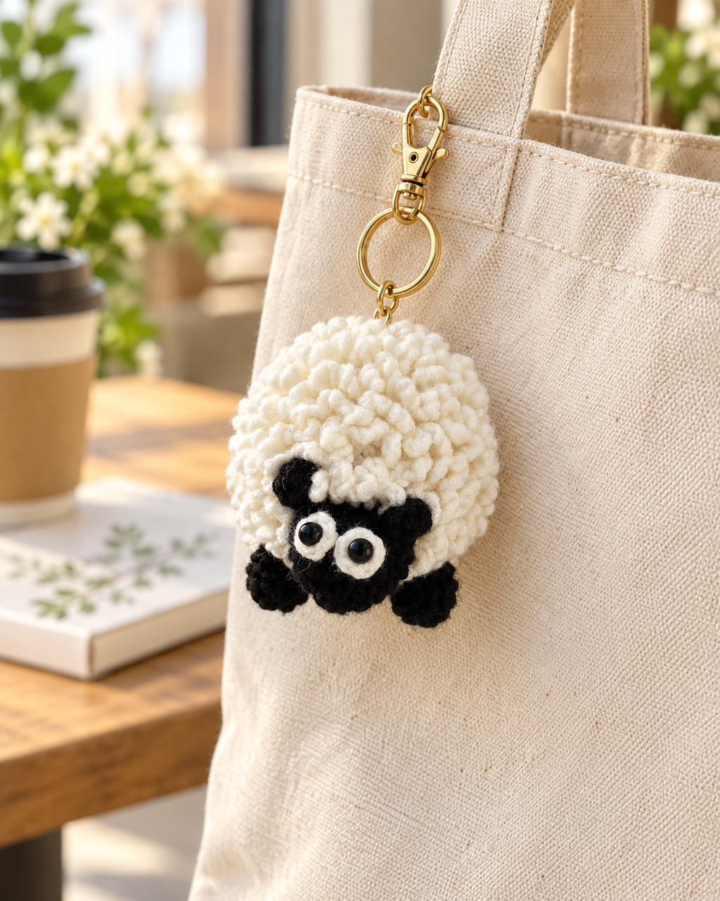 Crochet Black-Faced Sheep Keychain