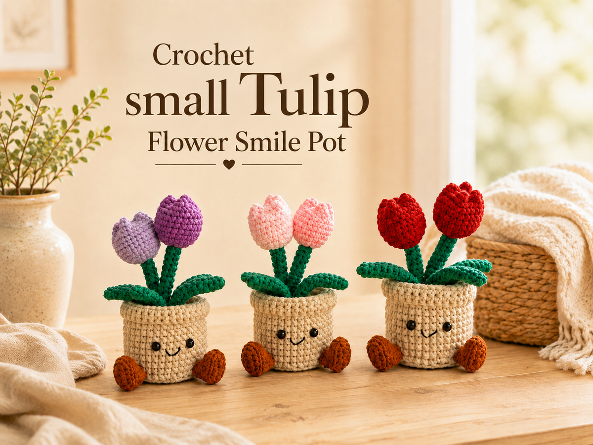 Crochet Tulip Smile Pot