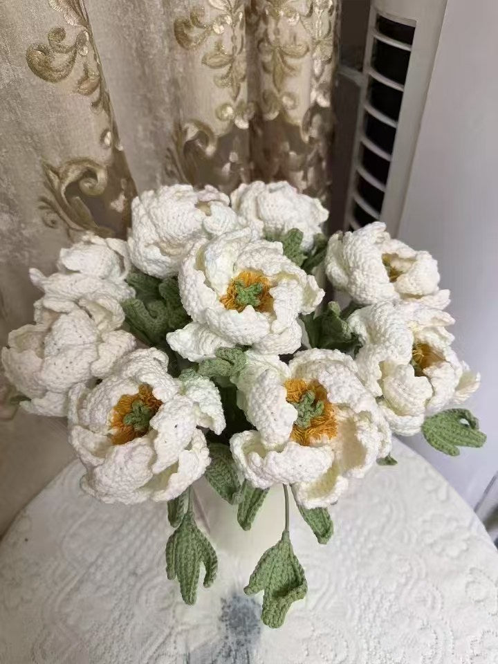 Peony Crochet Flower Stem CF-037