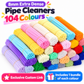8mm × 30cm Pipe Cleaners – 104 Colours Complete Set (104 Bundles)