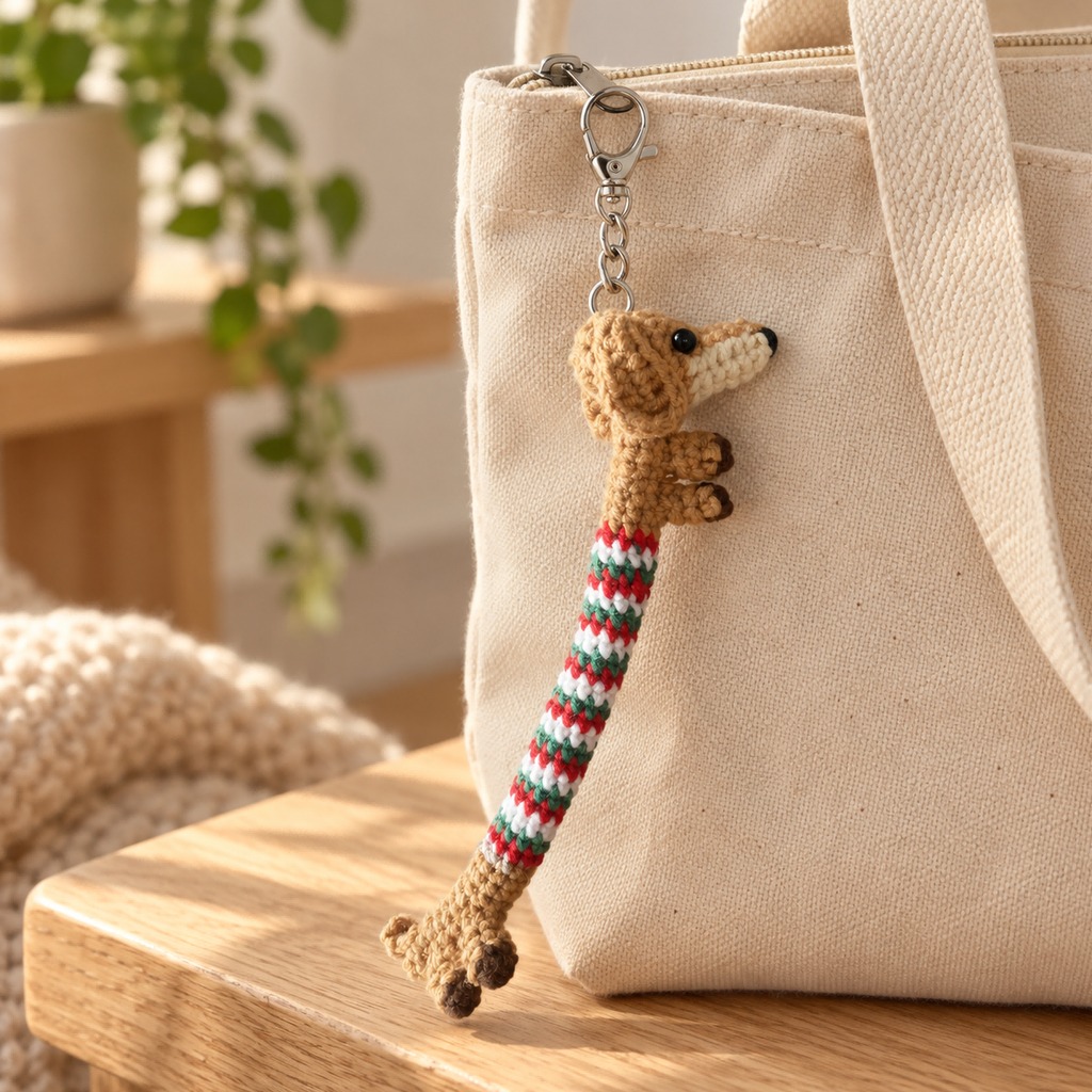Crochet Dachshund Keychain