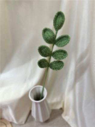 Wintergreen Leaf Crochet Flower Stem CL-006
