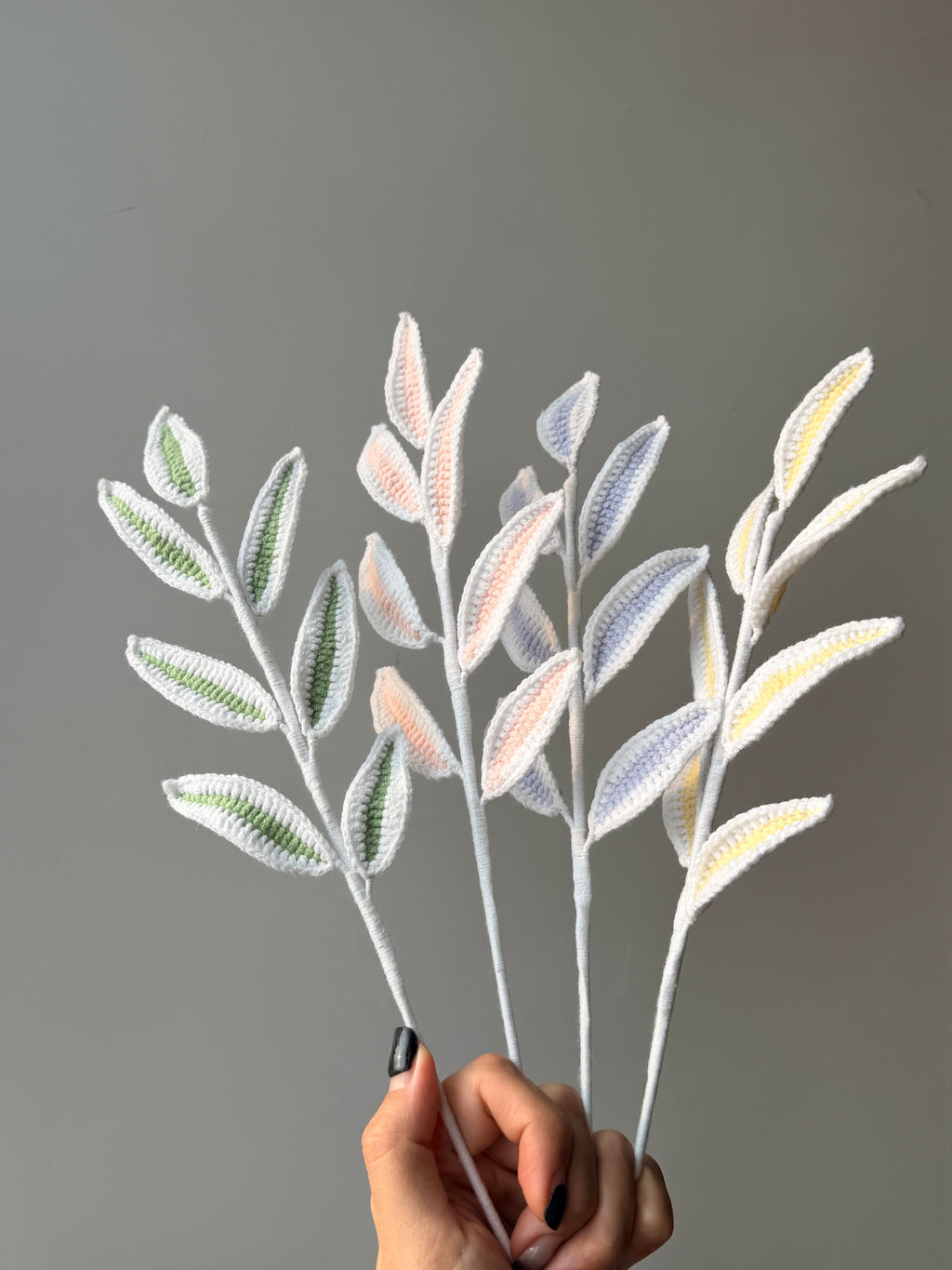 Candy Vein Leaves Crochet Flower Stem CL-017