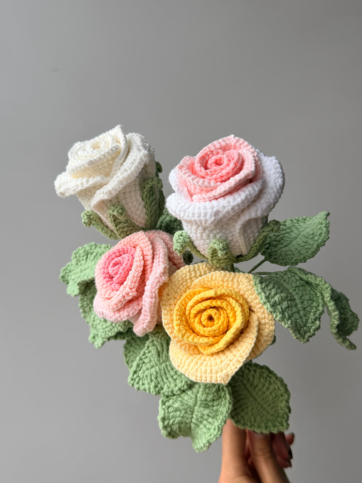 Wineglass Rose Crochet Flower Stem CF-003