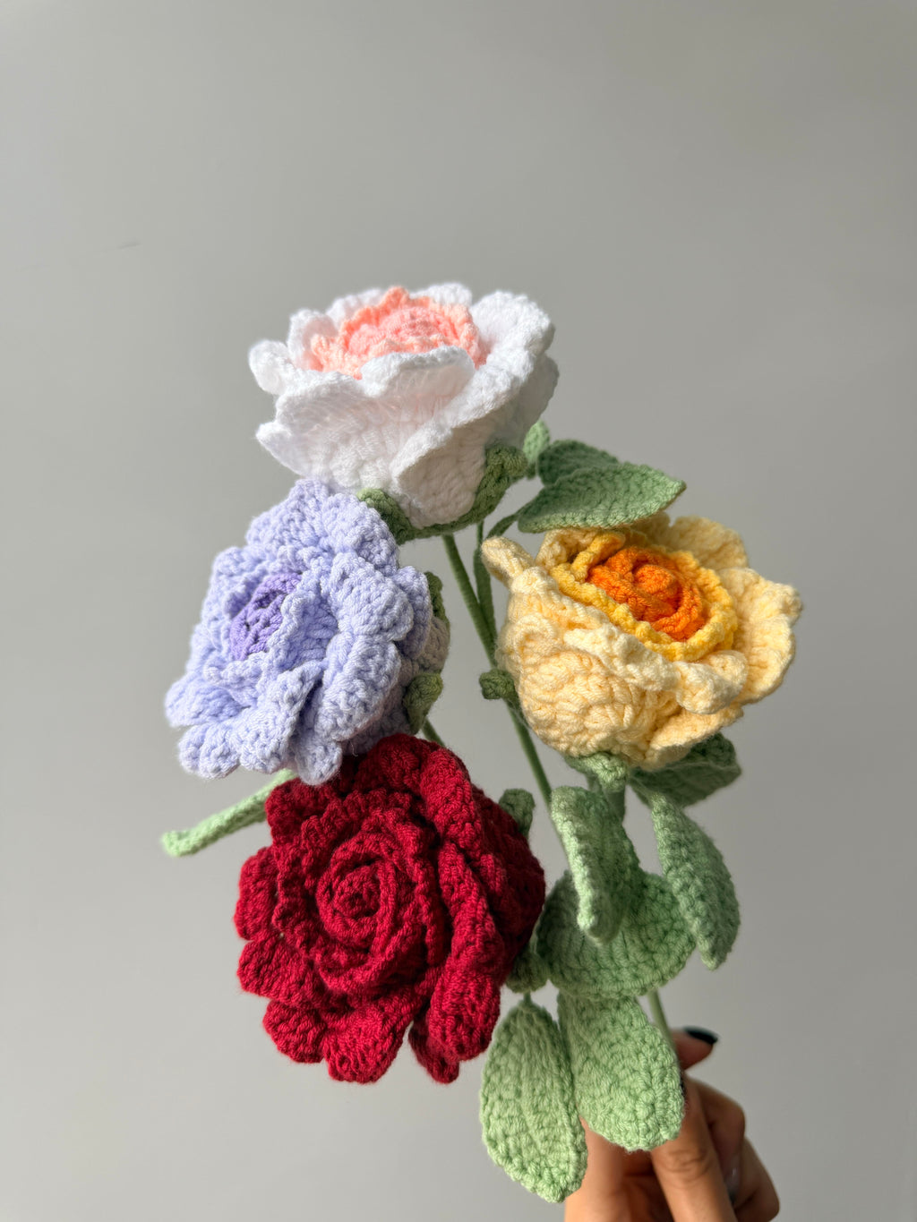 Diamond Rose Crochet Flower Stem