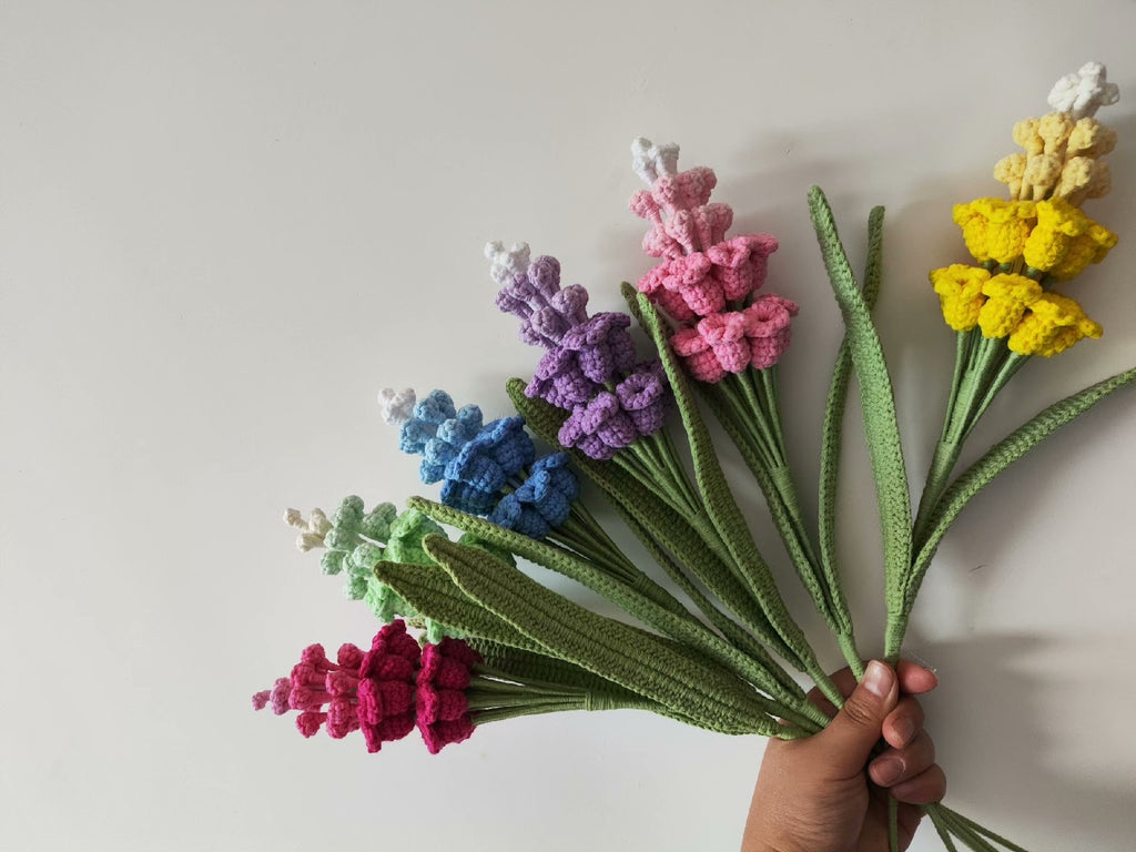 Large Grape Hyacinth Crochet Flower Stem CF-029