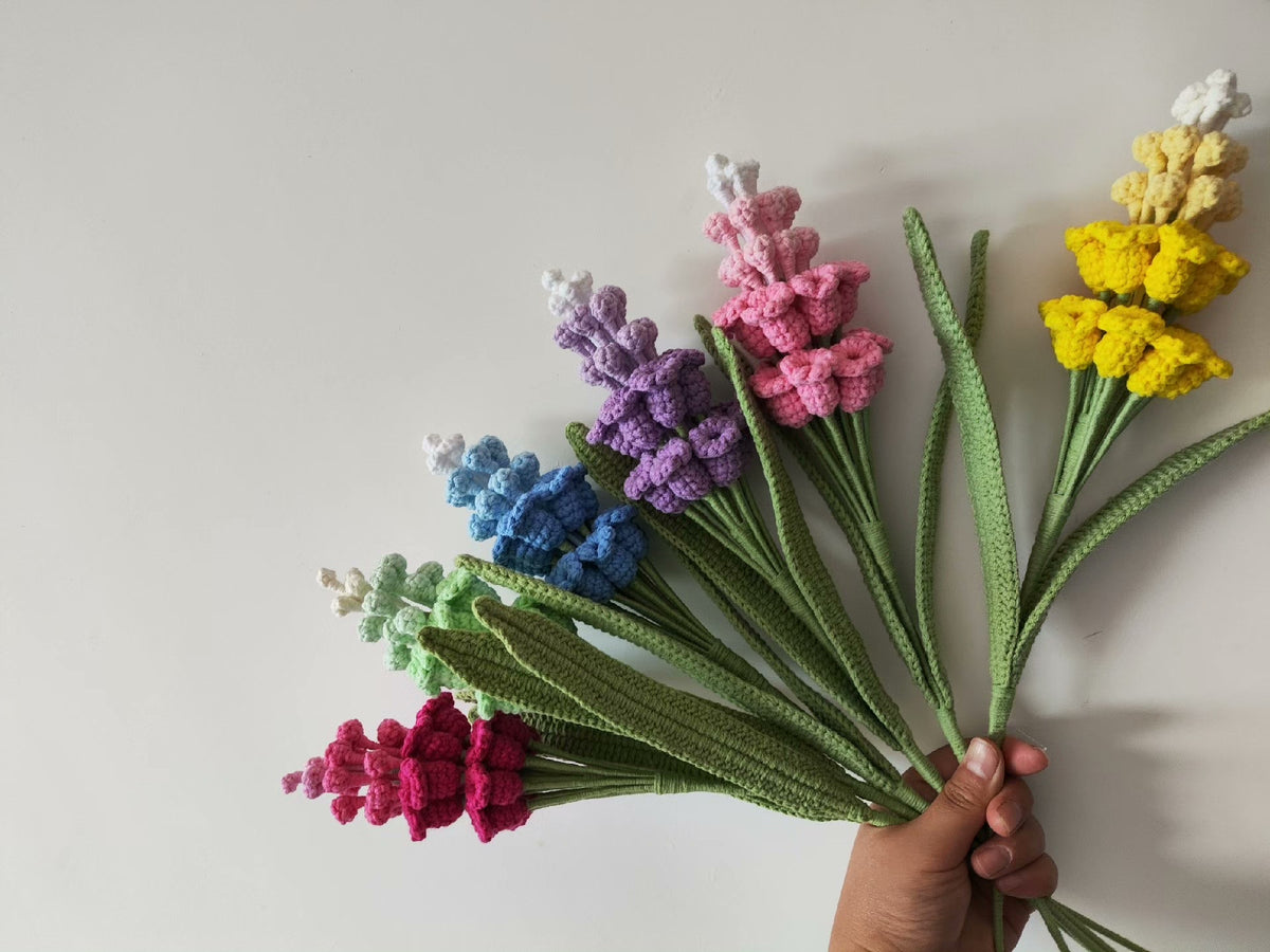 Large Grape Hyacinth Crochet Flower Stem CF-029