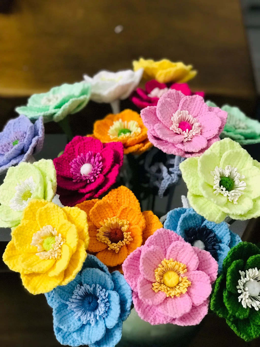 Anemone Crochet Flower Stem