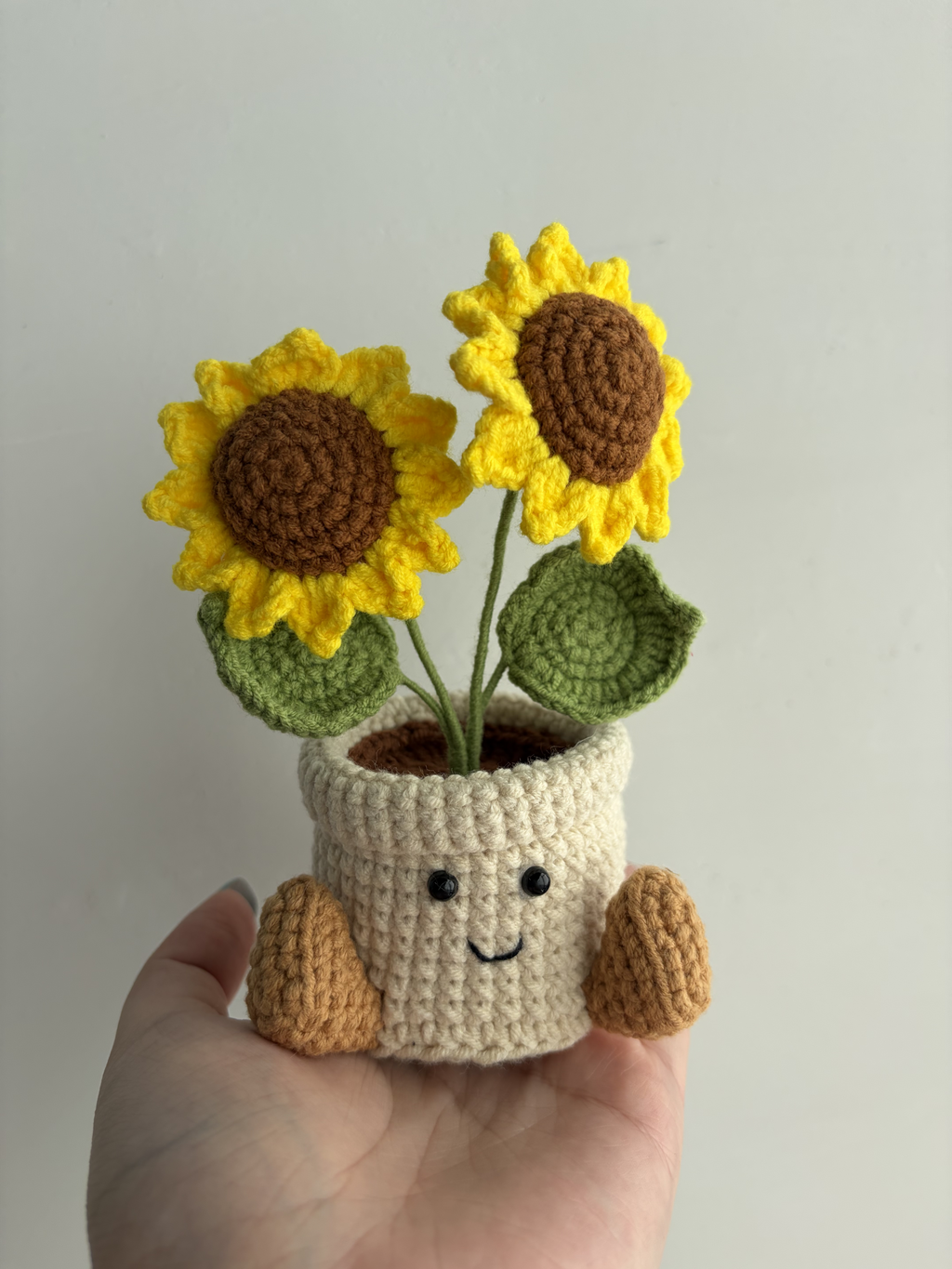 Crochet Sunflower Smile Pot