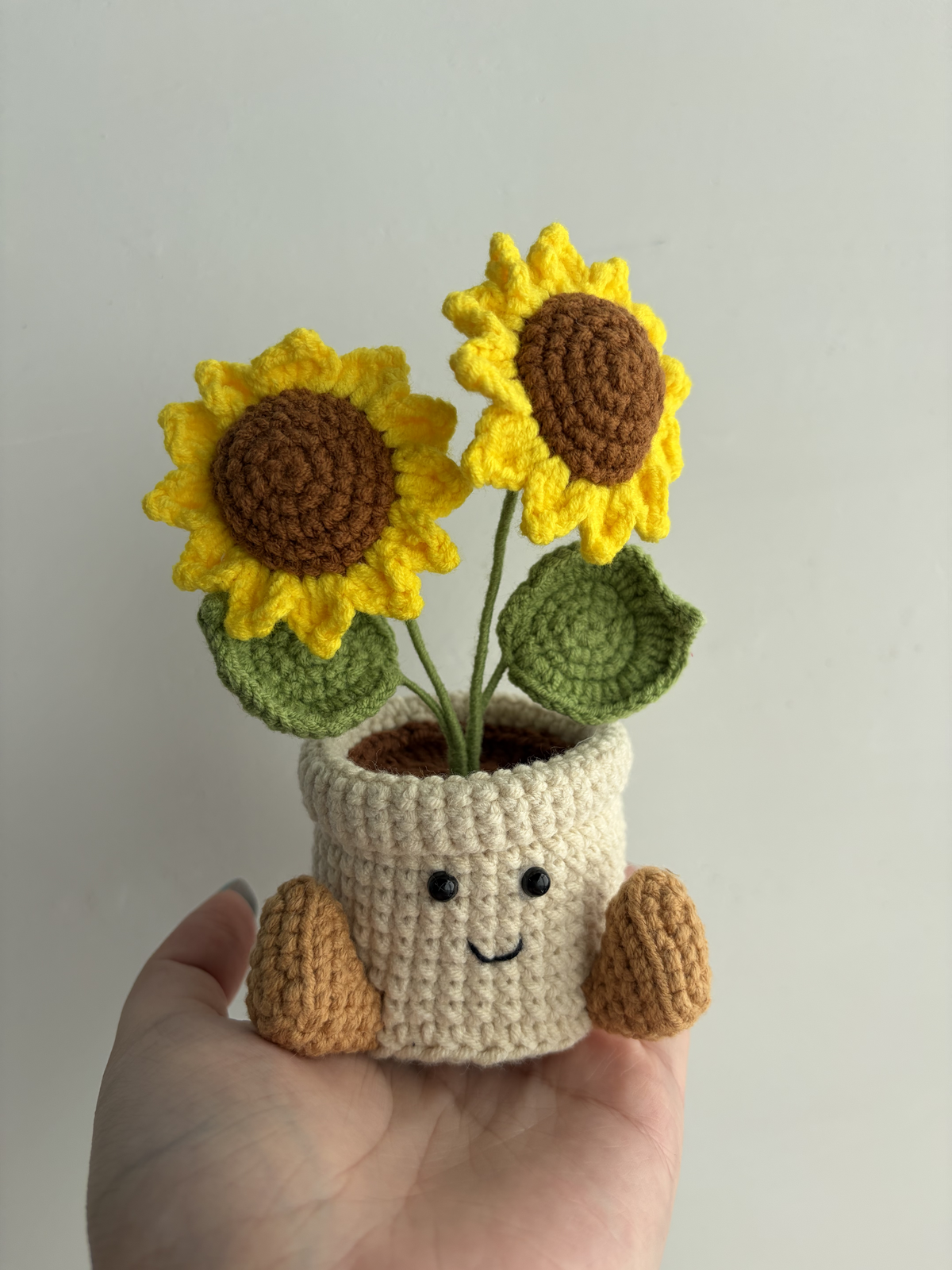 Crochet Sunflower Smile Pot