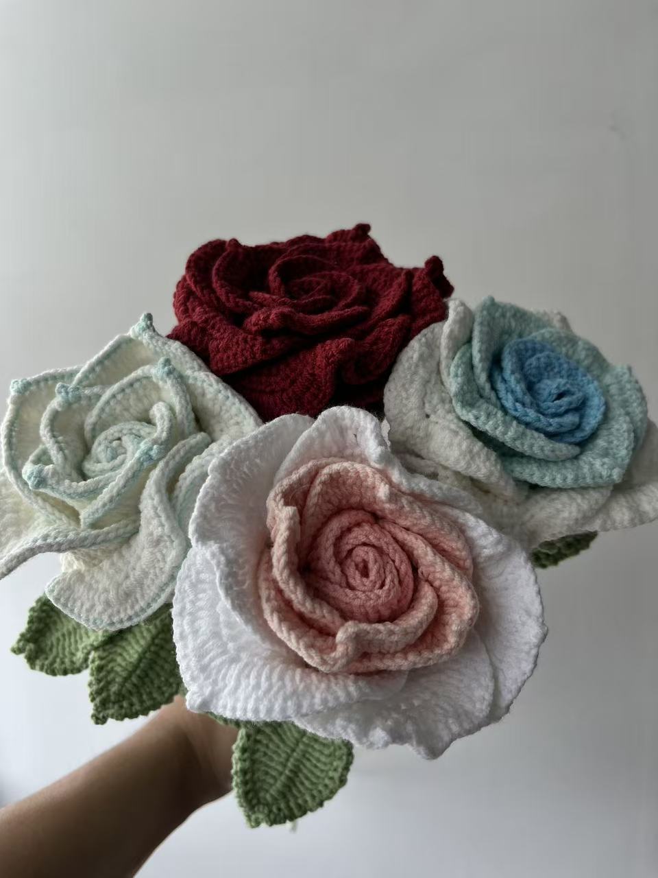 Small Thai Rose Crochet Flower Stem CF-005
