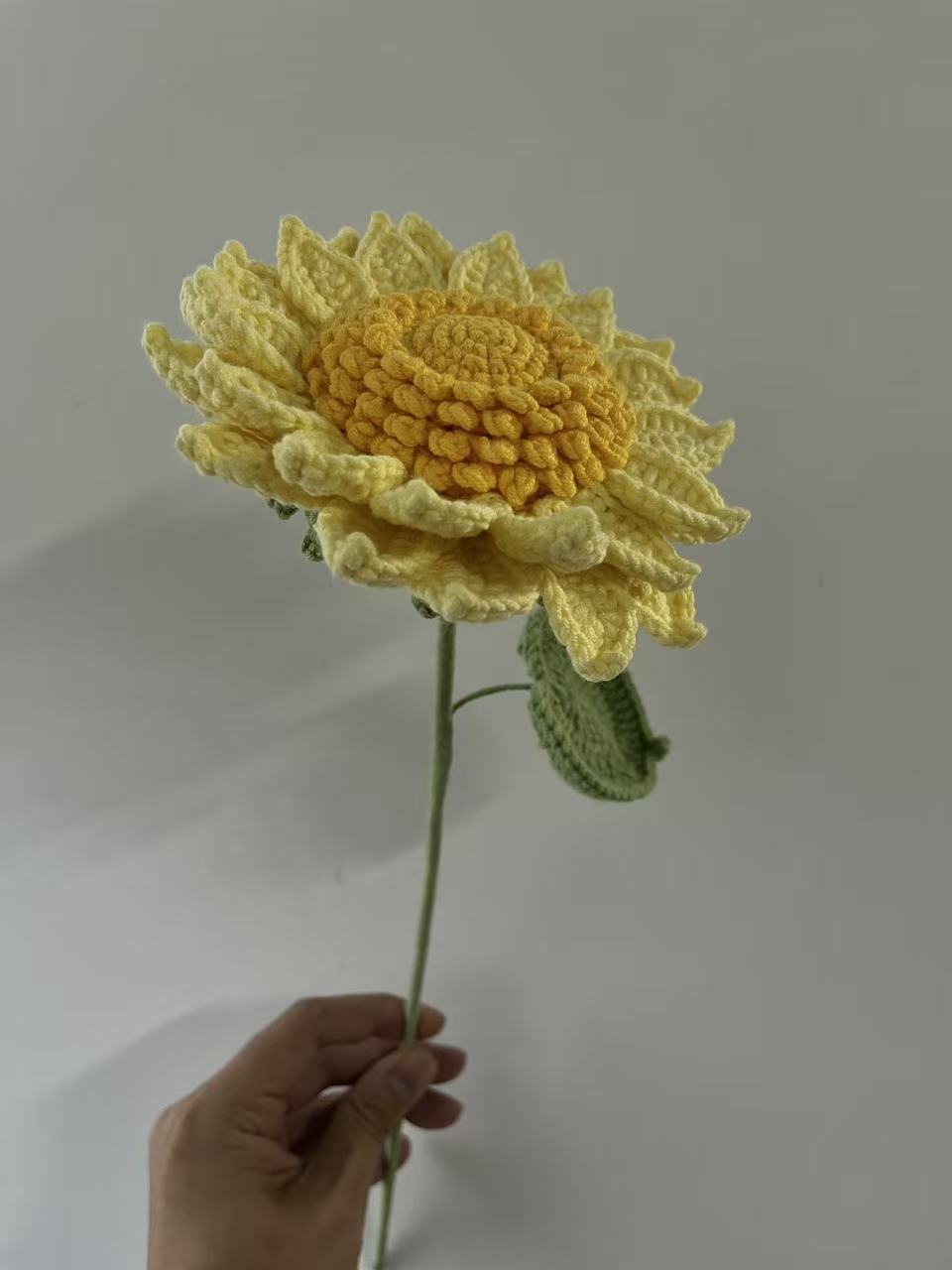 Double Layer Sunflower with Seeds Crochet Flower Stem CF-012