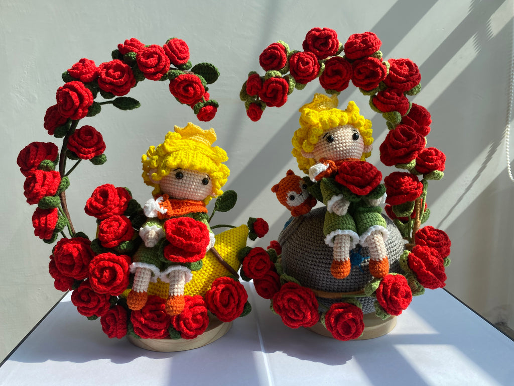 Crochet Little Boy & Rose ornament