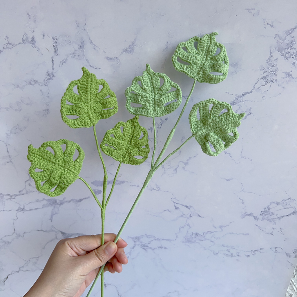 Monstera Leaf Crochet Flower Stem CL-008