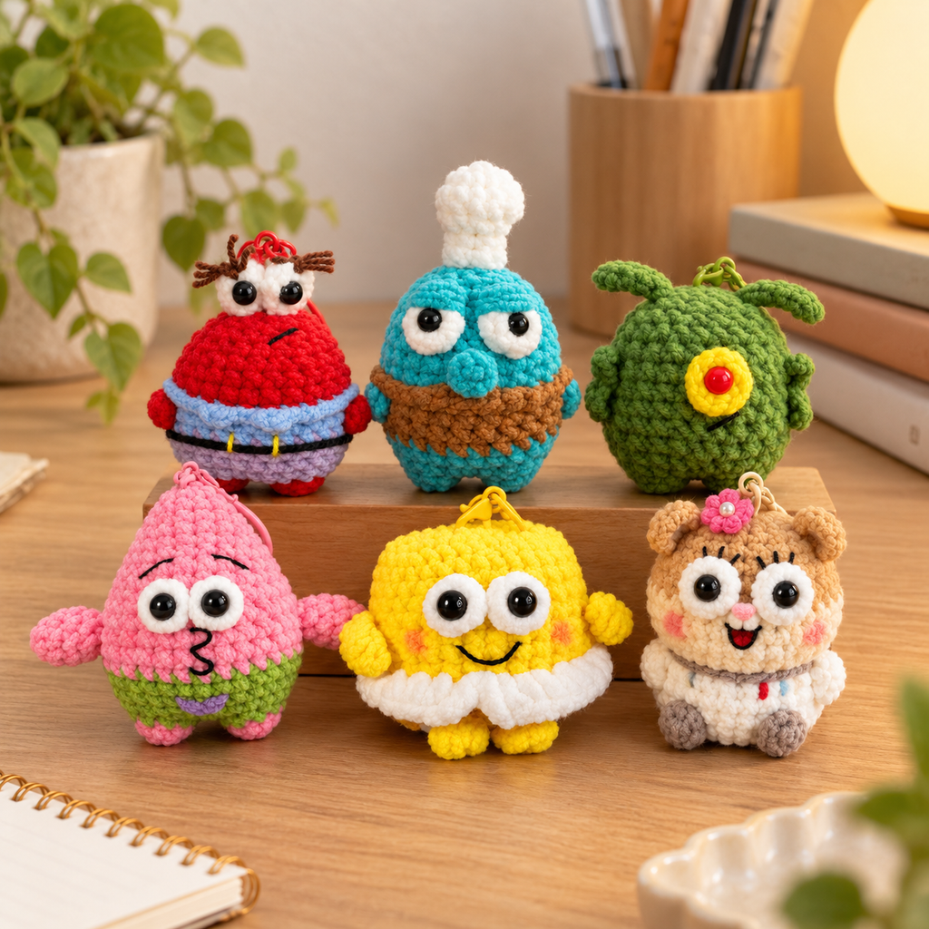 SpongeBob SquarePants Crochet Character Keychains