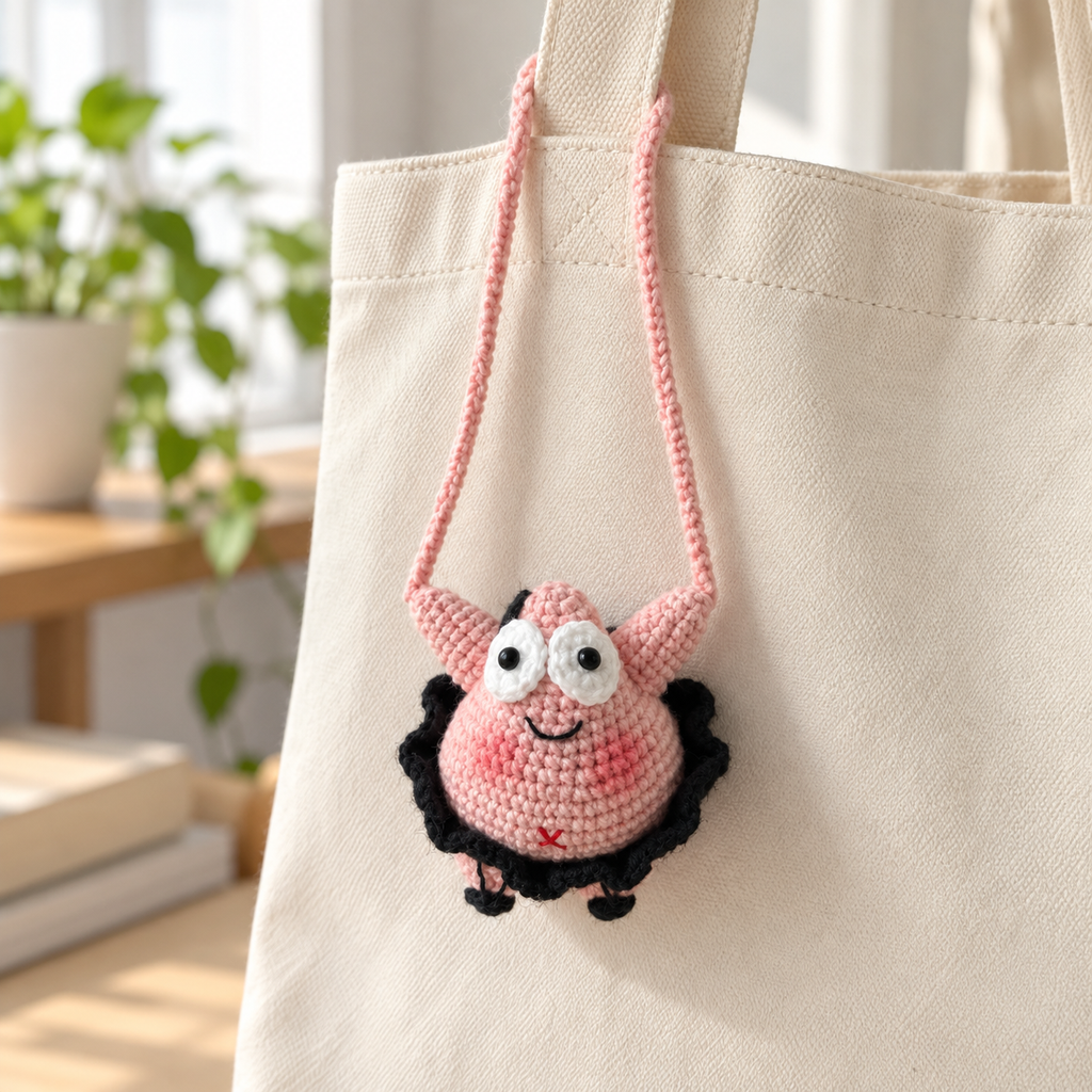 Crochet Patrick Star Keychain