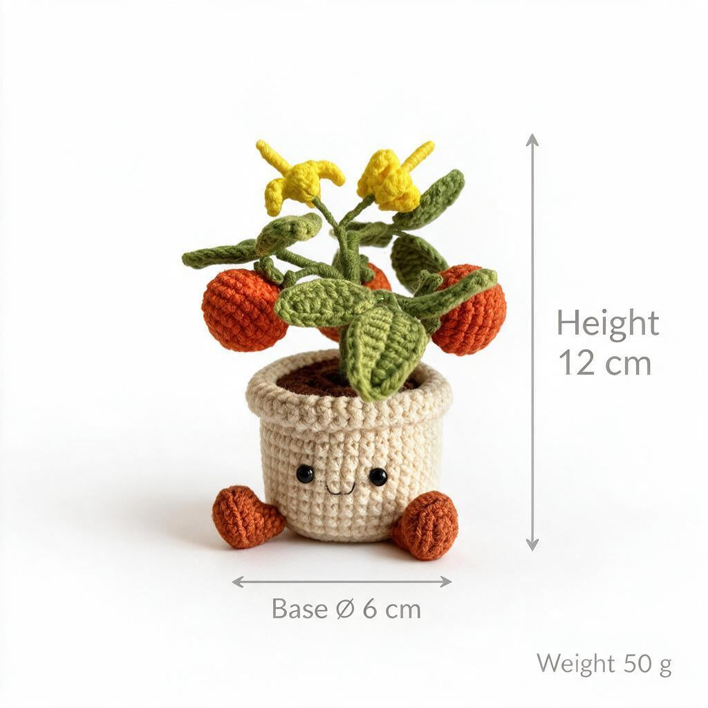 Crochet Persimmon Smile Pot with Buds