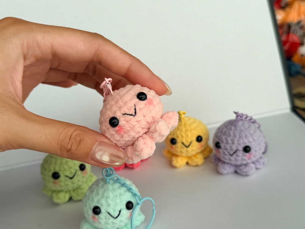 Crochet Octopus Gummy-Yarn Keychain