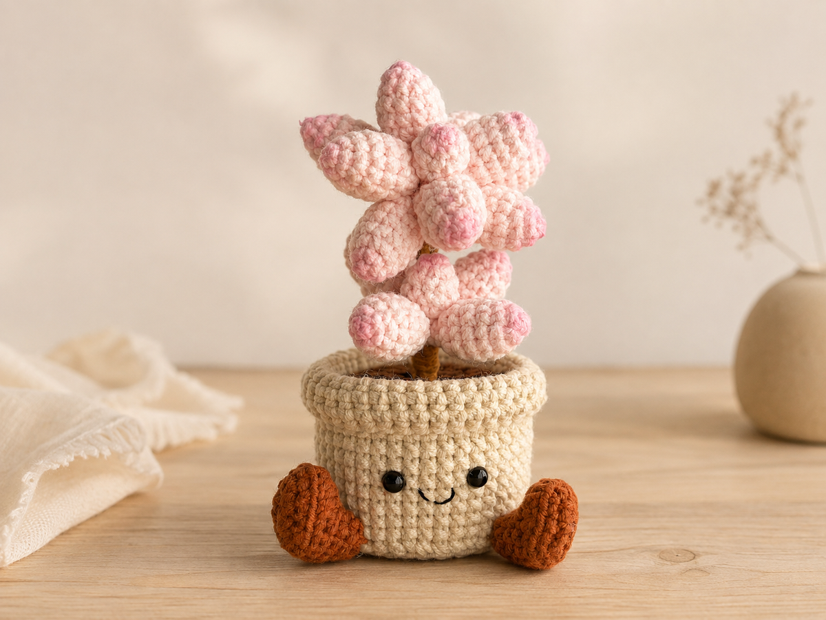 Crochet Blossom Ball Smile Pot