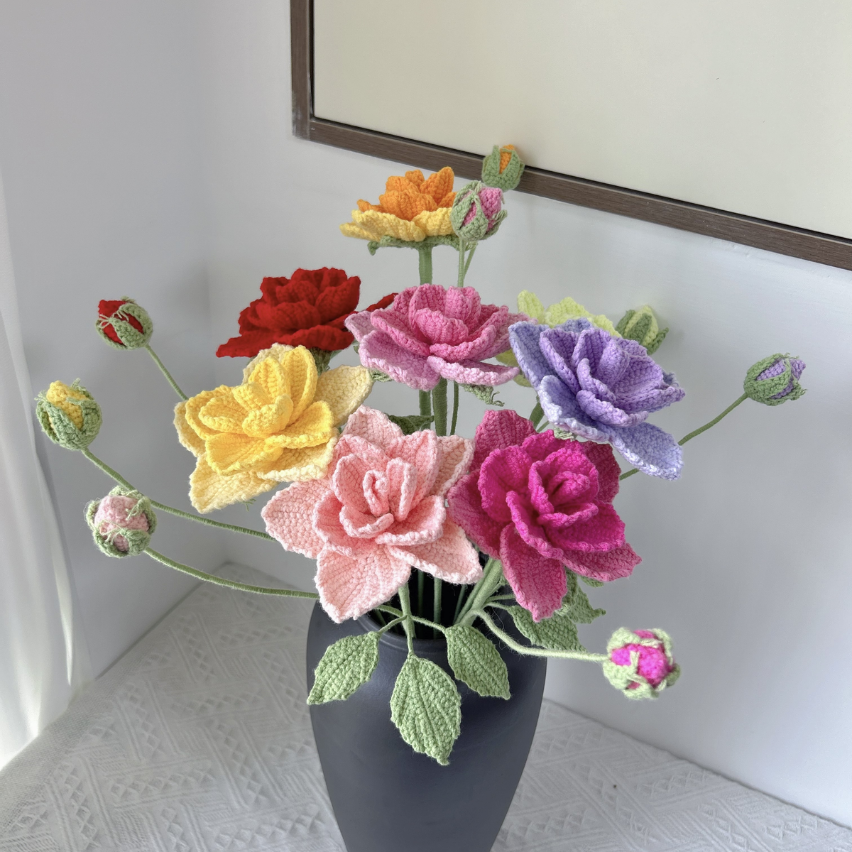 Afghan Heavy Rose Crochet Flower Stem
