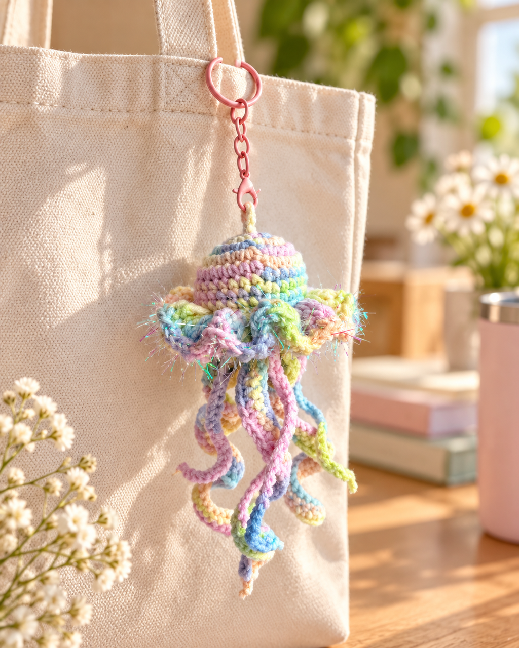 Crochet Dreamy Jellyfish Keychain