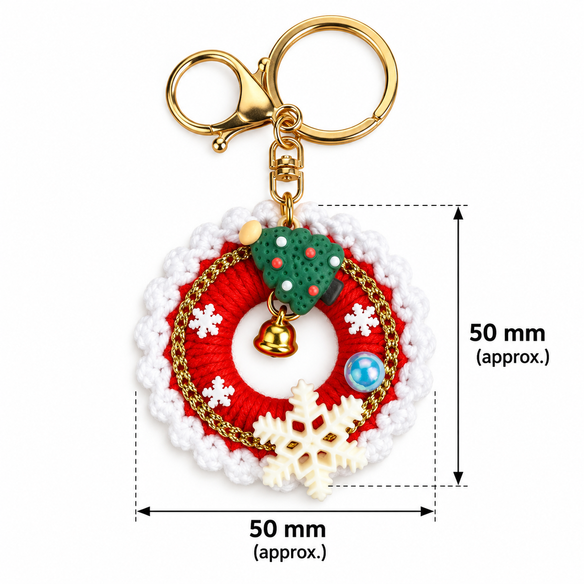 Crochet Christmas Wreath Keychains – Assorted Set of 12