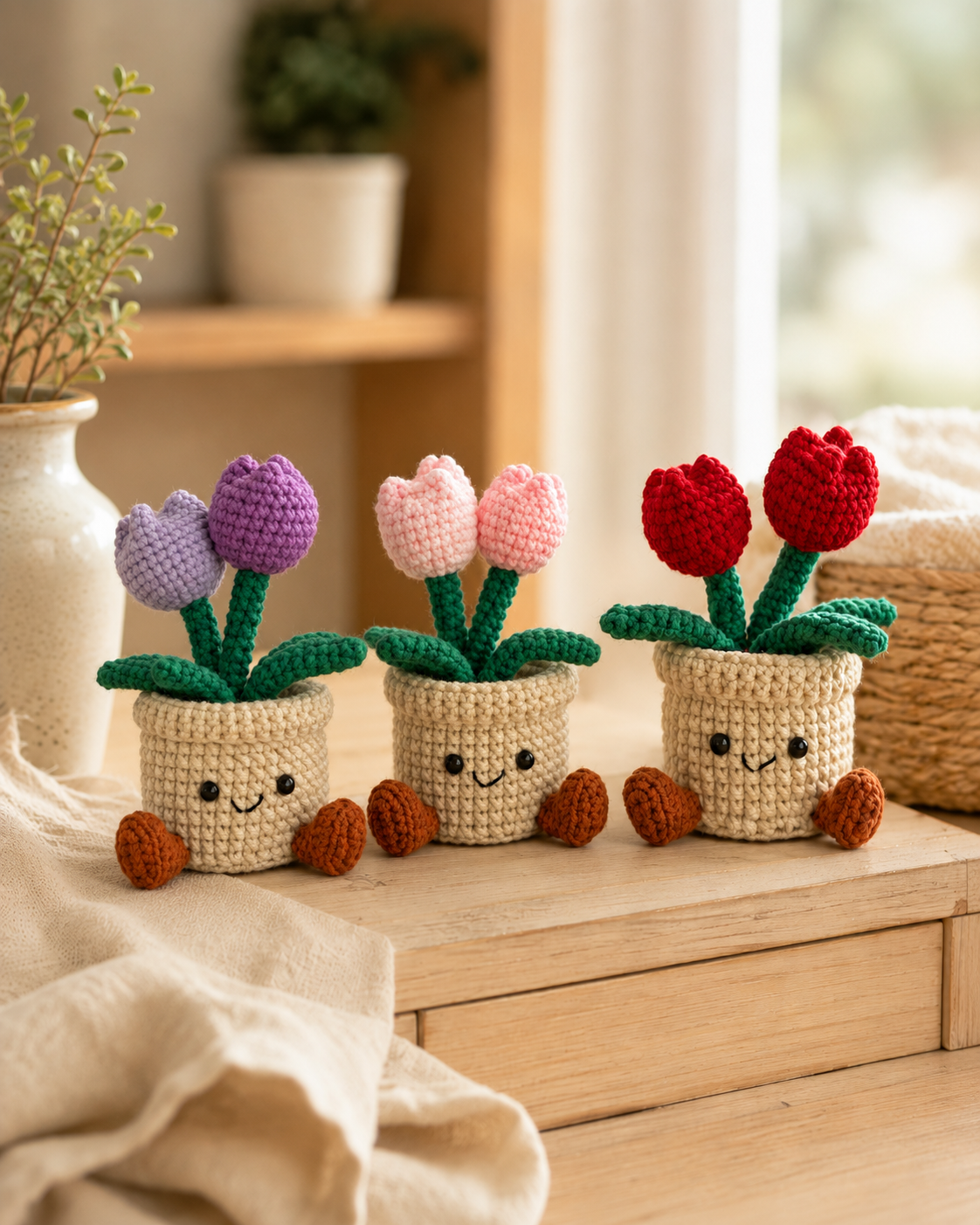 Crochet Tulip Smile Pot