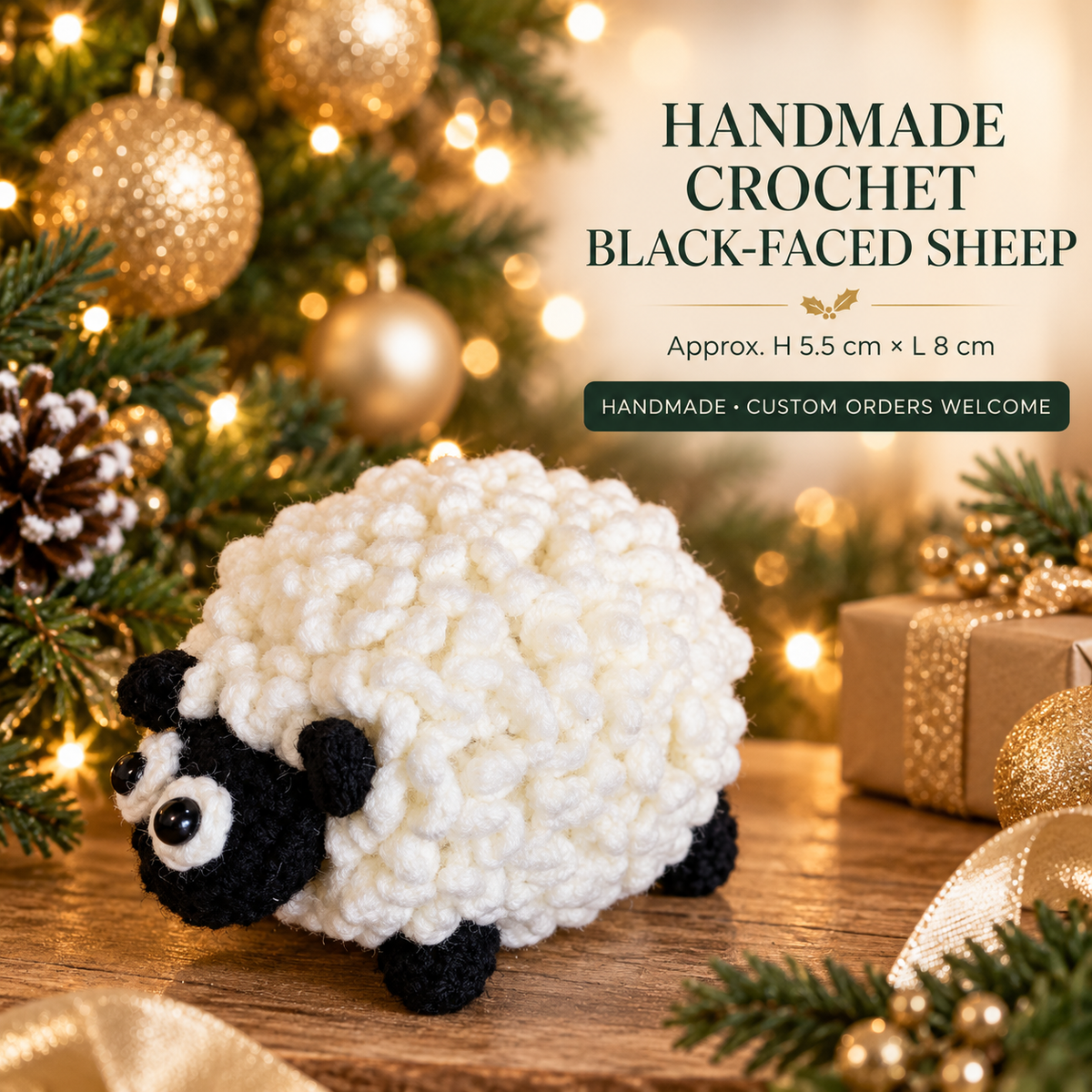 Crochet Black-Faced Sheep Keychain