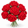 Round Petal Regular Rose Crochet Flower Stem CF-001