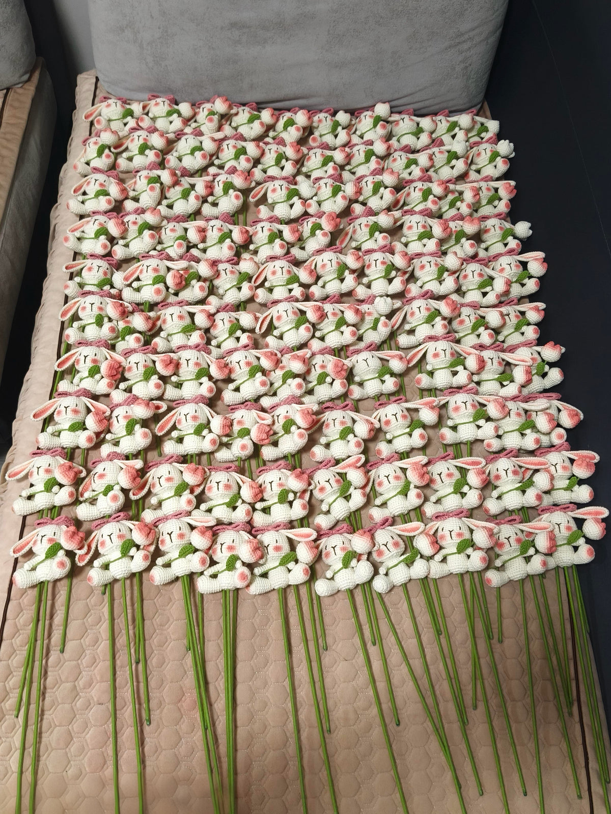 Tulip Bunny Crochet Flower Stem