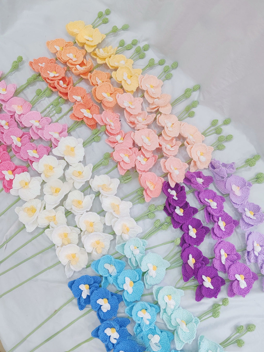 Multi-Head Orchid Crochet Flower Stem CF-025