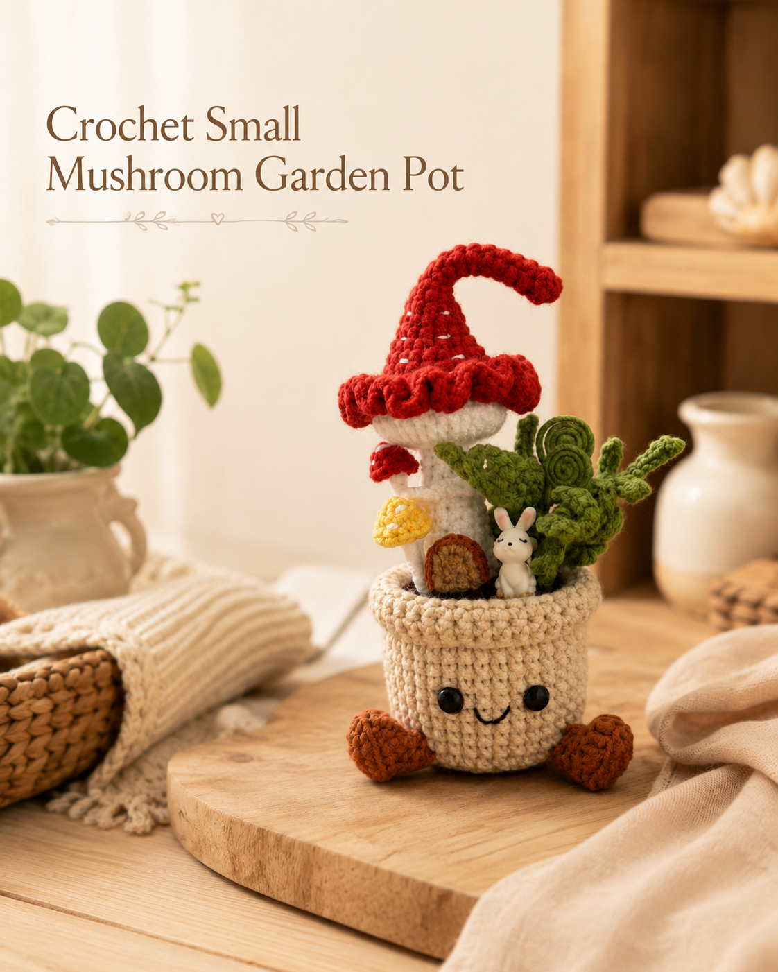 Crochet Mushroom Garden Smile Pot